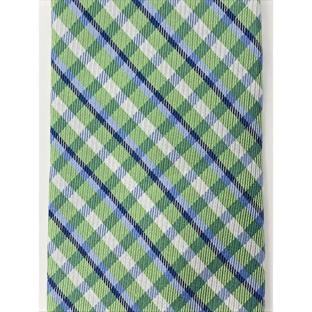Nautica Silk Plaid Kids Neck Tie Springtime Easter Blue Green Preppy